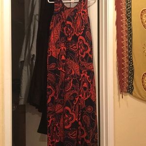 Red&Black Sleeveless maxi dress